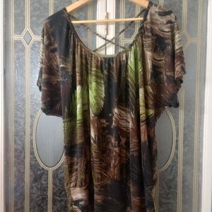 AGB Multicolor Blouse with Crisscross Back